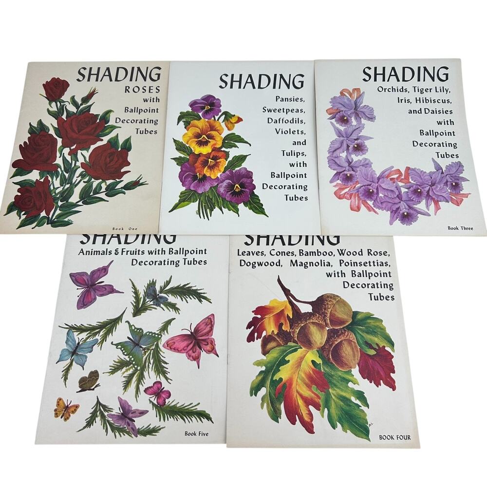 5 Vintage Tri-a-Craft 1961 Shading Ballpoint Pen Decorating Tubes Booklets Art